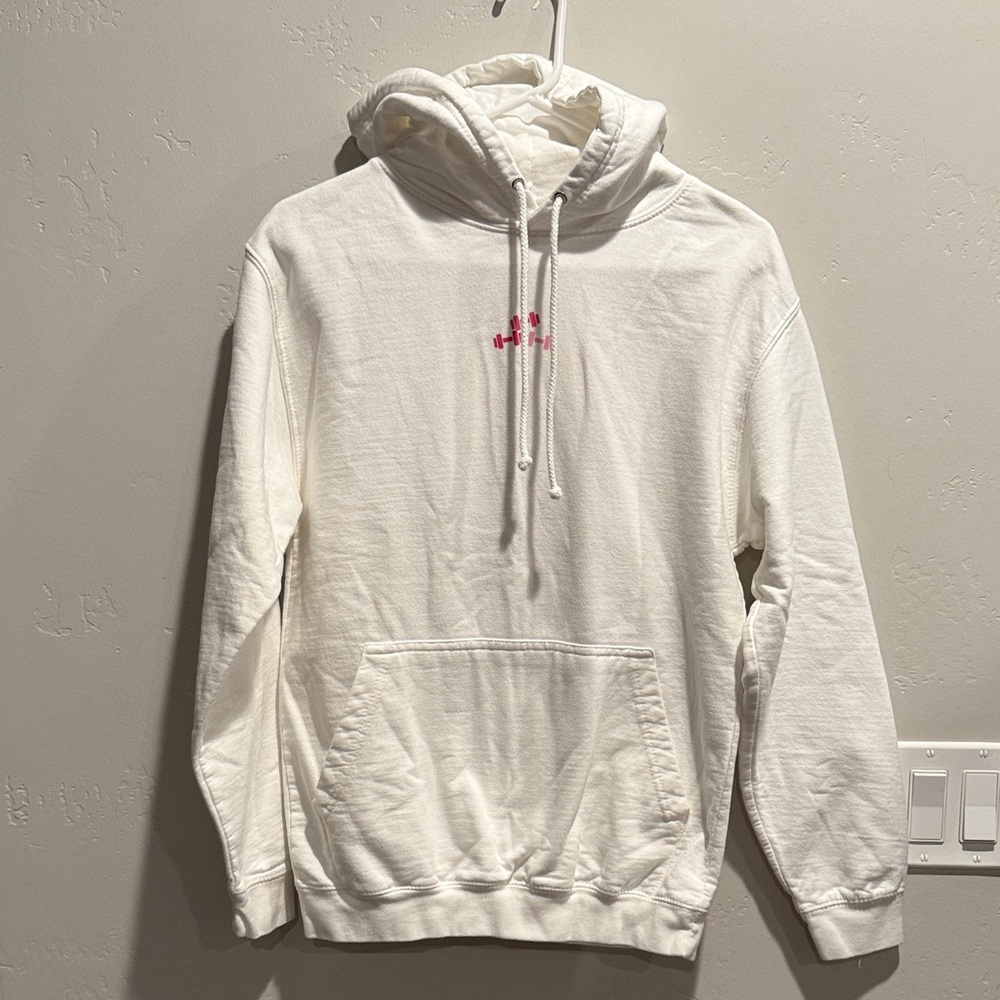 Classic White Hoodie with Pink Detail
